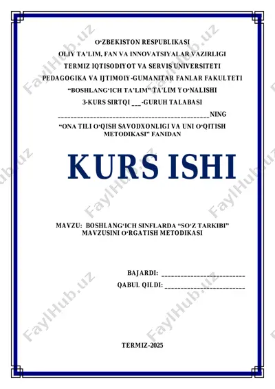 boshlang‘ich ta’lim: “ona tili o‘qish savodxonligi va uni o‘qitish metodikasi” fani — PDF