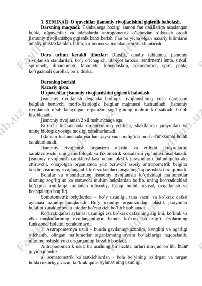 jismoniy rivojlanishni gigienik baholash — PDF