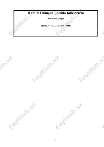 hamid olimjon ijodida folklorizm — DOC