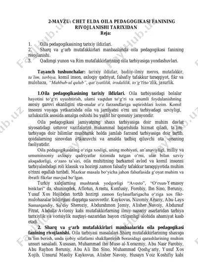 oila pedagogikasi fanining rivojlanishi tarixidan — PDF