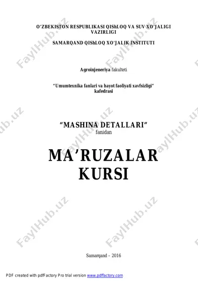 ma'ruzalar kursi "mashina detallari" — PDF