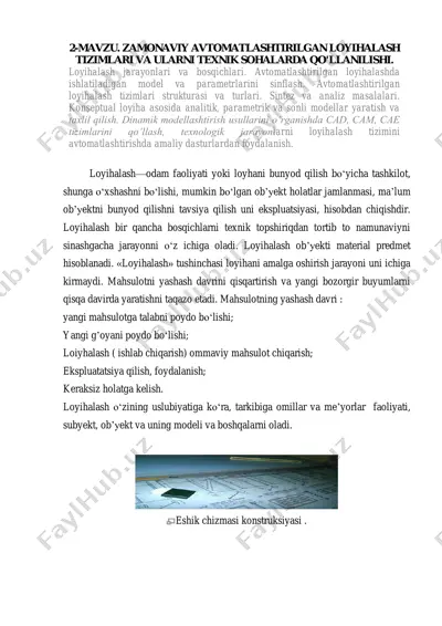 zamona avtomatlashtirilgan loyihalash tizimlari — PDF