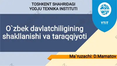 o'zbek davlatchiligining shakllanishi va taraqqiyoti — PDF