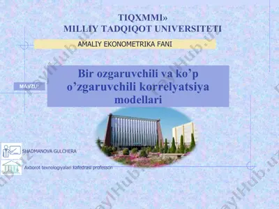 bir ozgaruvchili va ko’p o’zgaruvchili korrelyatsiya modellari — PDF