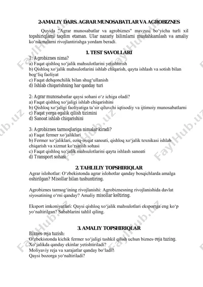 agrar munosabatlar va agrobiznes — PDF