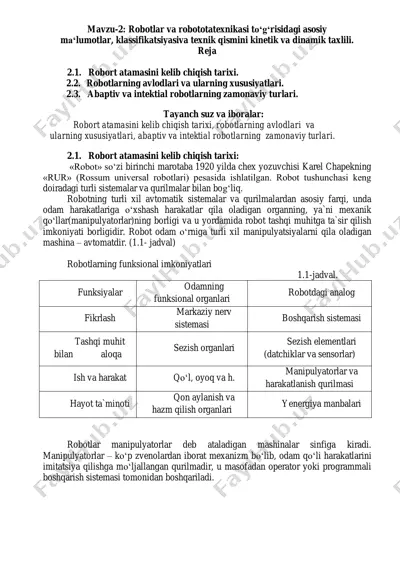 robotlar va robototatexnikasi — PDF