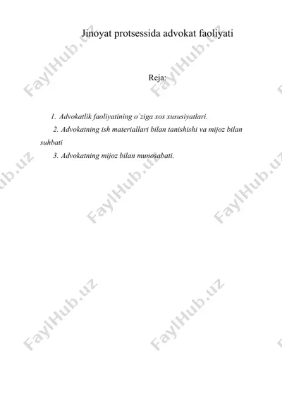 jinoyat protsessida advokat faoliyati — DOC