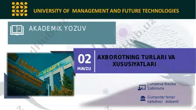 akademik yozuv va axborotning tur va xususiyatlar — PDF