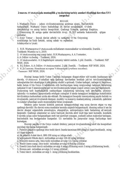 o'zbekistonda mustaqillik g’oyalarining tarixiy asoslari — PDF