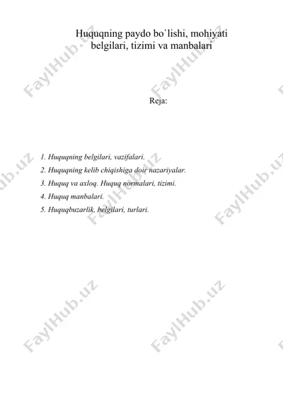 huquqning paydo bo'lishi, mohiyati — DOC