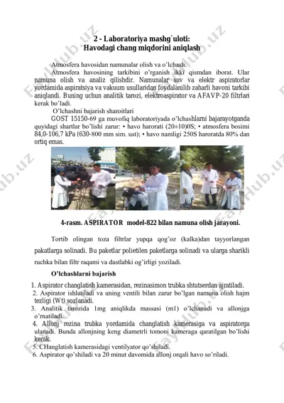 laboratoriya mashg'uloti: havodagi chang miqdorini aniqlash — PDF
