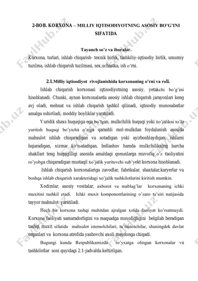 korxona – milliy iqtisodiyotning asosiy bo'g'ini — PDF