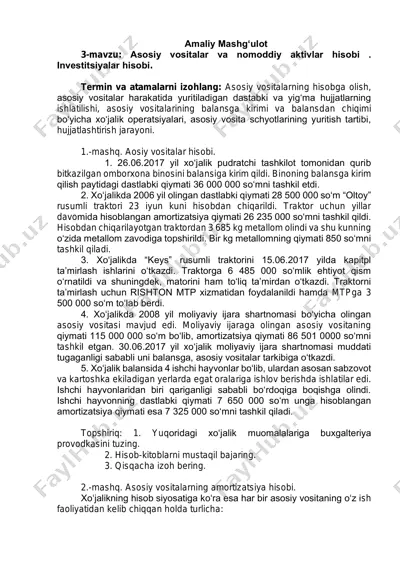 asosiy vositalar va nomoddii aktivlar hisobi — PDF