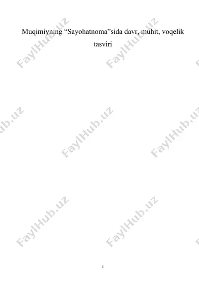 muqimiyning “sayohatnoma”sida davr, muhit, voqelik tasviri — DOC