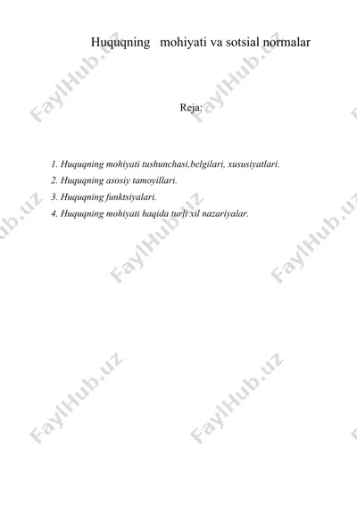 huquqning mohiyati va sotsial normalar — DOC