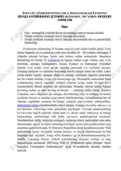 o‘zbekistonda oila pedagogikasi fanining rivojlantirishning ijtimoiy-iqtisodiy, me‘yoriy-huquqiy asoslari — PDF