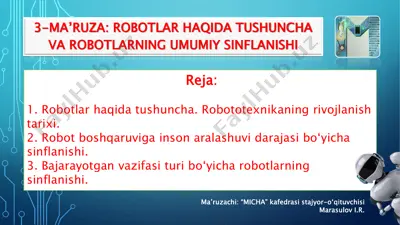 robotlar haqida ma'ruzalar — PDF