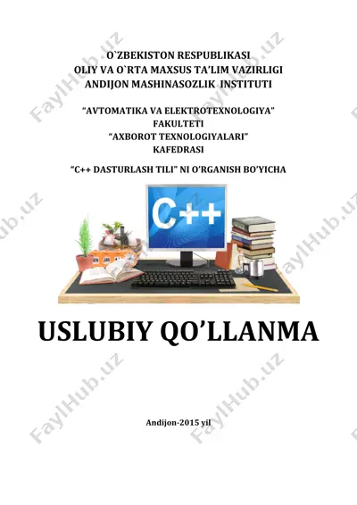 "c++ dasturlash tili" uslubiy qo’llanma — PDF