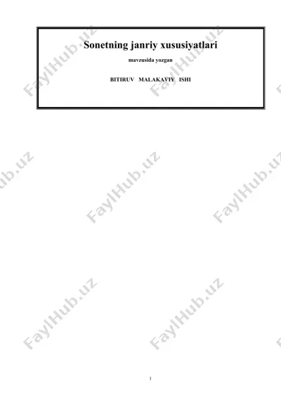 sonetning janriy xususiyatlari — DOC