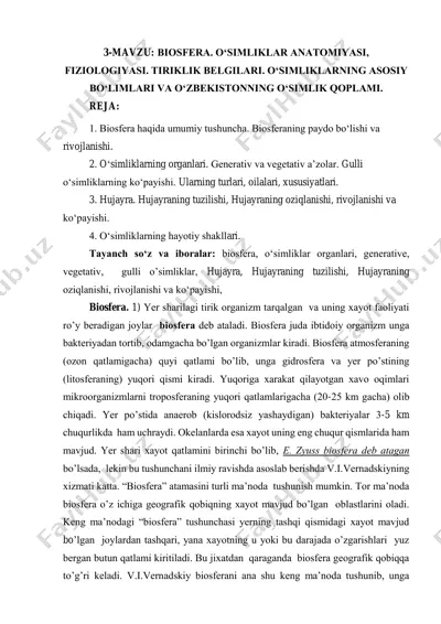 o'simliklar anatomiyasi va fiziologiyasi — PDF