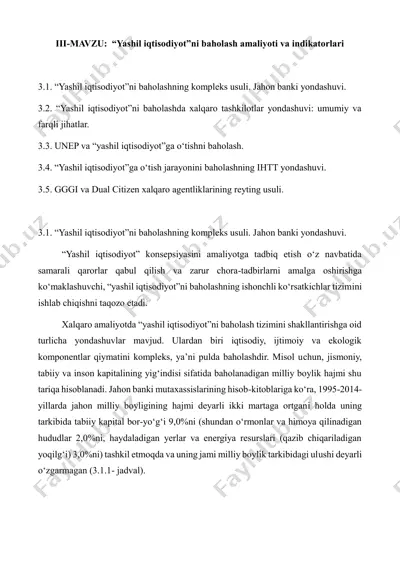 yashil iqtisodiyotni baholash amaliyoti va indikatorlari — PDF