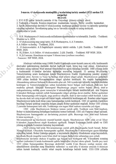 o'zbekistonda mustaqillik g’oyalarining tarixiy asoslari (xvi asrdan xx asrgacha) — PDF