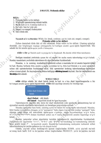 pythonda sikllar — PDF