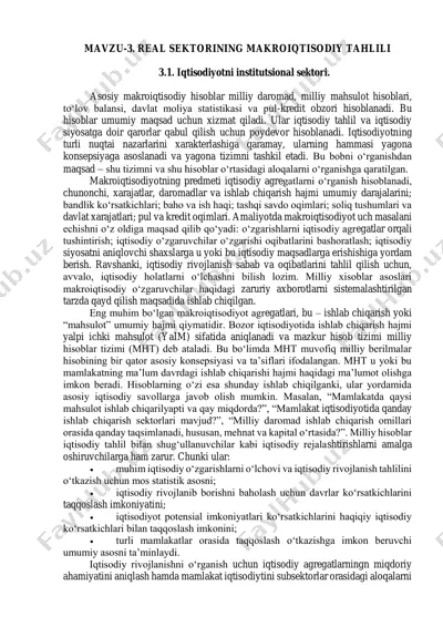 real sektorining makro-iqtisodiy tahlili — PDF