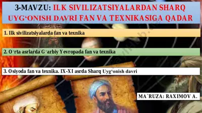 ilk sivilizatsiyalardan sharq uyg'onish davri fan va texnikasi — PDF