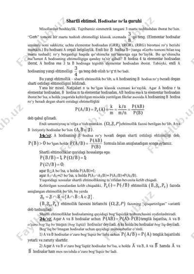 shartli ehtimol — PDF