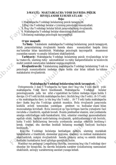 maktabgacha yosh davrida psixik rivojlanish xususiyatlari — PDF