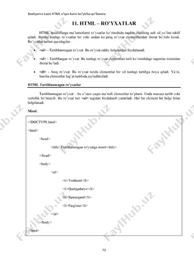html o'quv kursi qo'lanma — PDF