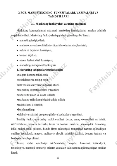 marketingning funksiyalari, vazifalari va tamoyillari — PDF