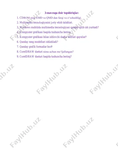 multimedia texnologiyasi haqida topshiriqlar — PDF