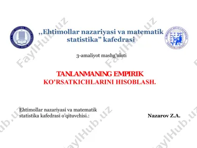 ehtimollar nazariyasi va matematik statistika kafedrasi — PDF