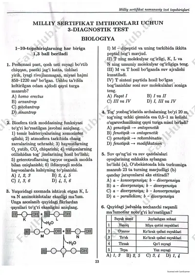 milliy sertifat namunaviy test topshiriglari — PDF