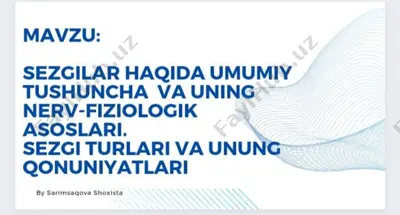 sezgilar haqida umumiy tushuncha va uning nerv-fiziologik asoslari — PDF