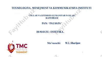 estetika fanining ma’lumoti — PDF