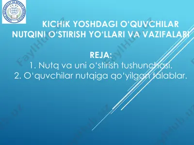 nutqini o‘stirish yo‘llari va vazifalari — PDF
