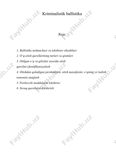 kriminalistik ballistika — DOC