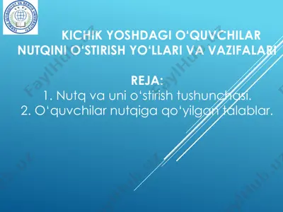 nutqini o‘stirish yo‘llari va vazifalari — PDF