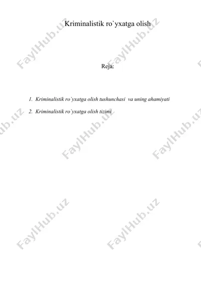 kriminalistik ro'yxatga olish — DOC