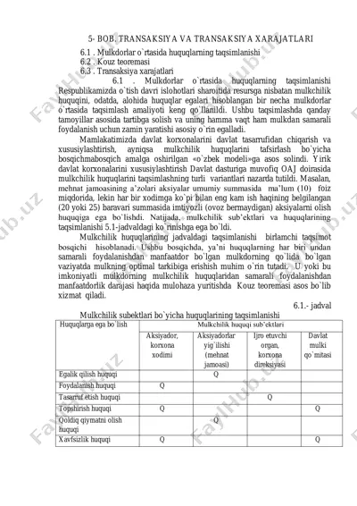 mulkdorlar o`rtasida huquqlarning taqsimlanishi — PDF