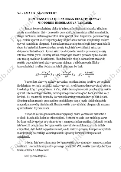 reaktiv quvvatni kompensatsiya qilish — PDF