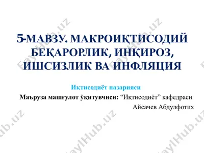 makro iqtisodiy beqarorlik, inqiroz, ishsizlik va inflatsiya — PDF