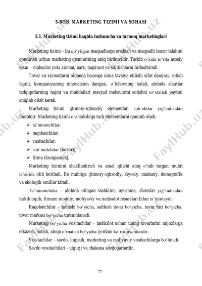 marketing tizimi va sohasi — PDF