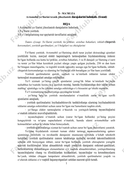 avtomobil yo‘llarini texnik jihozlanish darajalarini baholash — PDF