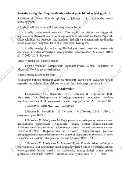 microsoft power pointda qishloq xo‘jaligiga oid taqdimotlar tuzish texnologiyalari — PDF
