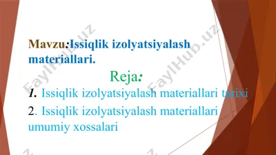 issiqlik izolyatsiyalash materiallari — PPTX