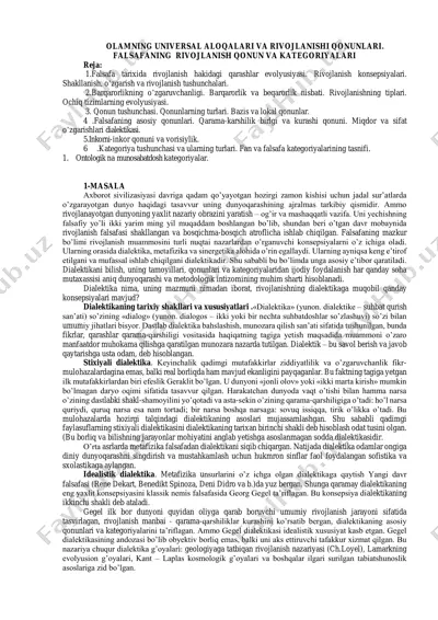 olamning universal aloqalari va rivojlanishi qonunlari — PDF